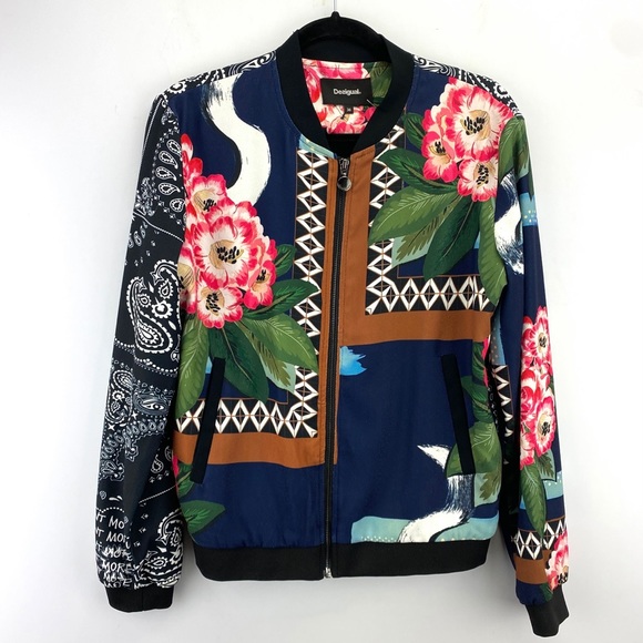 Desigual Jackets & Blazers - Desigual Cassidy Multi-color Floral Bomber Jacket size 36